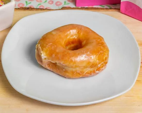 A glazed raised donut from Doughboys Donuts