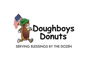 Doughboys Donuts logo with the tagline Serving blessings by the dozen